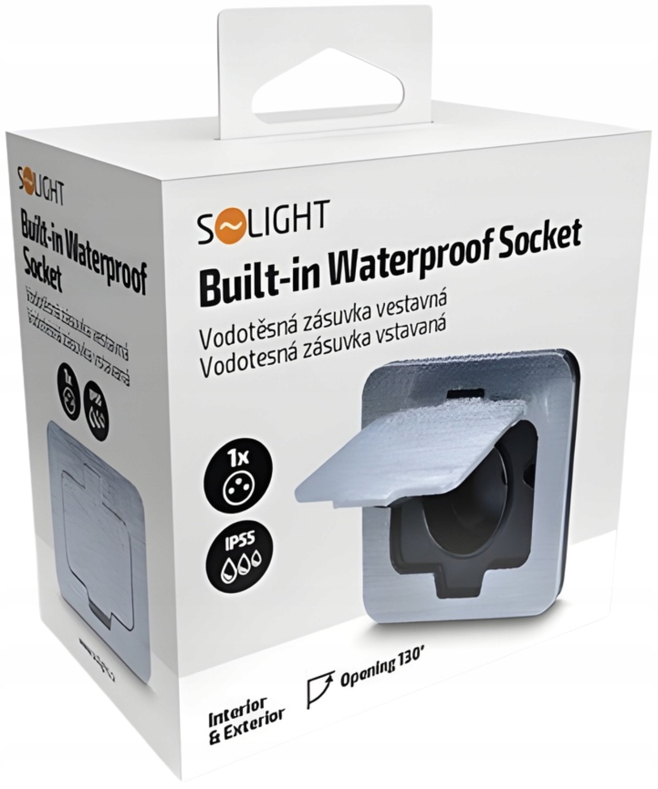 Solight vestavná podlahová zásuvka, IP55, obdélníkové víčko