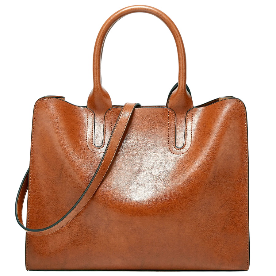 Torebka Damska Brązowa Pojemna na Ramię do Ręki Pasek Brązowy