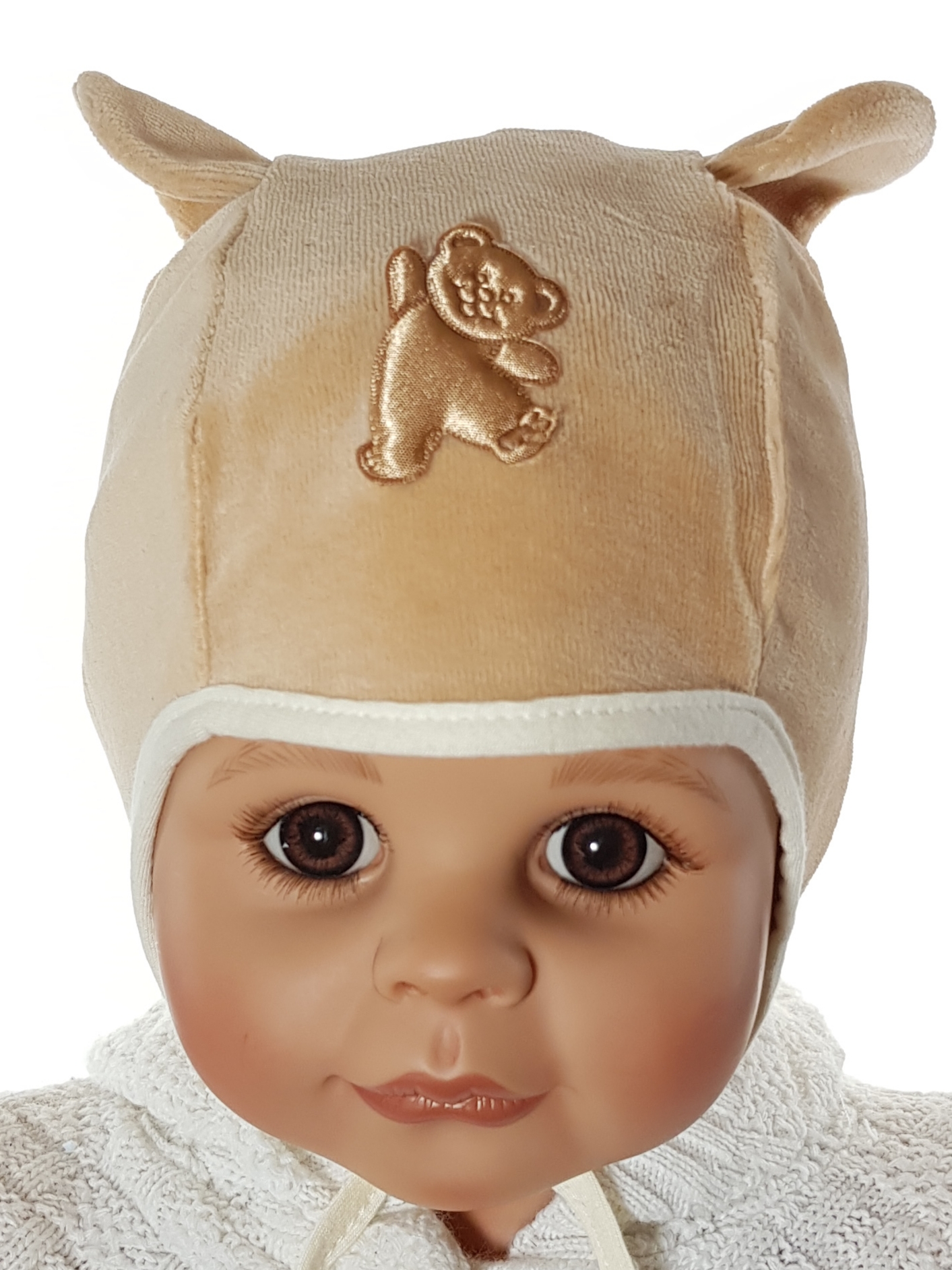 POLSKA CZAPKA MIŚ WELUR WIĄZANA USZKA 0-18MC 15KOL Materiał dominujący welur