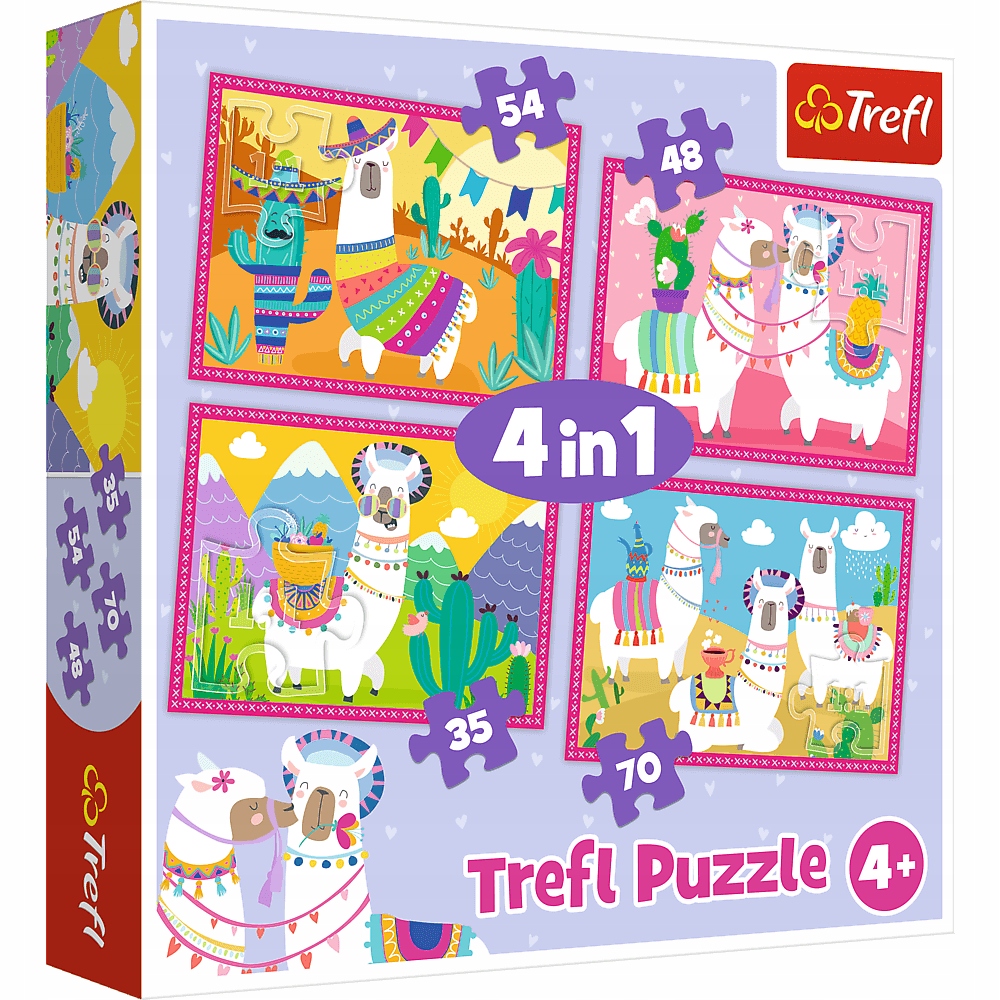 Puzzle 4w1 Lamy na wakacjach