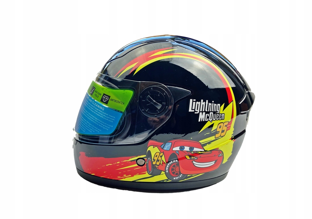 Kask dziecięcy skuter motorower quad czarny auta 48-49cm