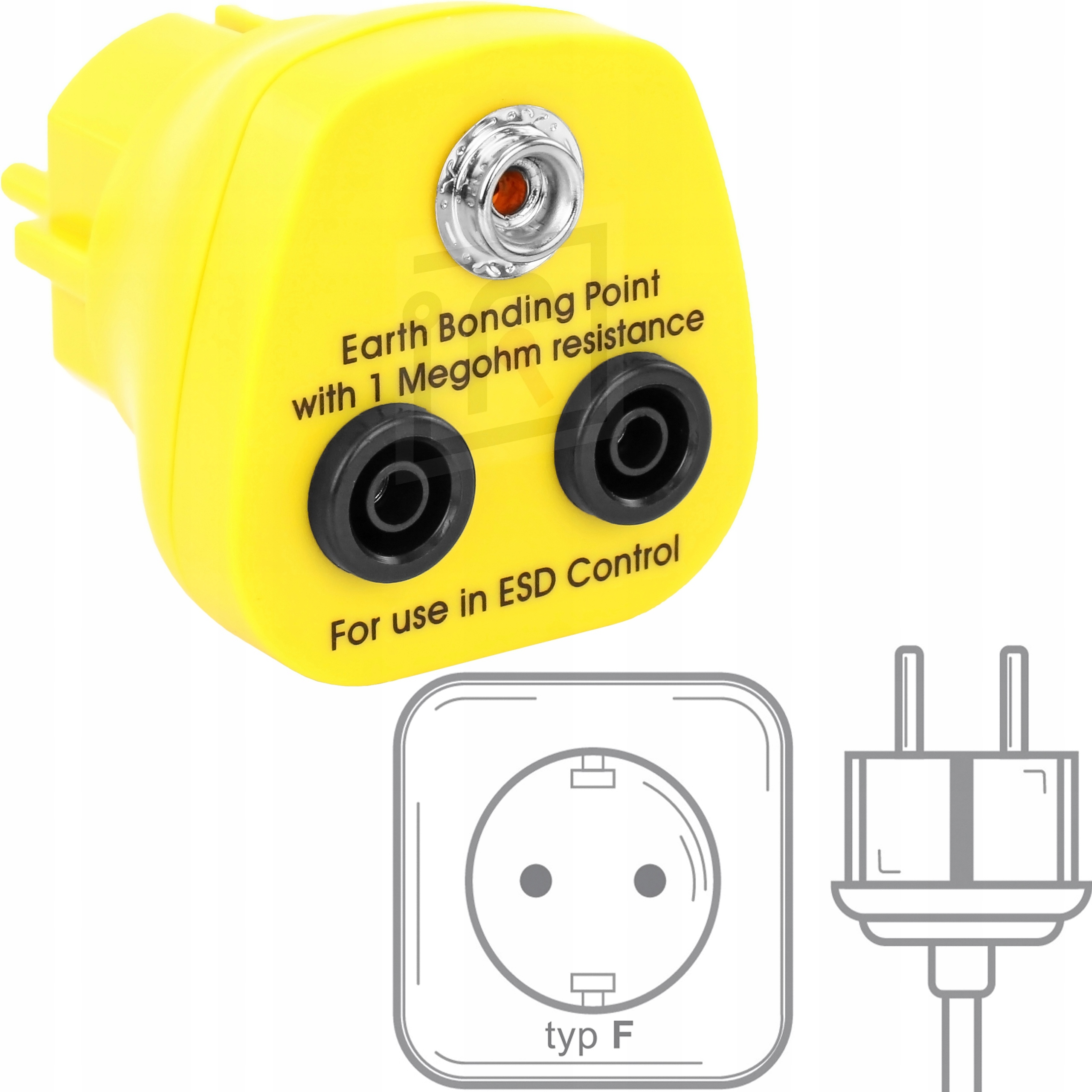 100x Zemnící Zástrčka Esd 230V 2x Banán 1x Klip 10mm Schuko Standard