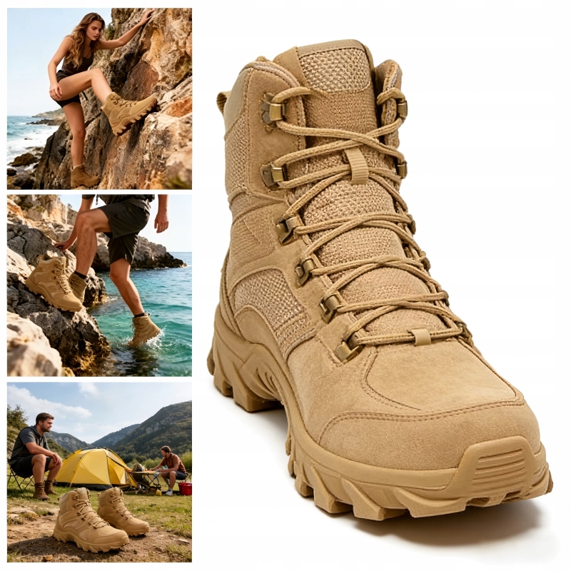 Vojenské taktické trekové boty voděodolné z kůže, velikost 42