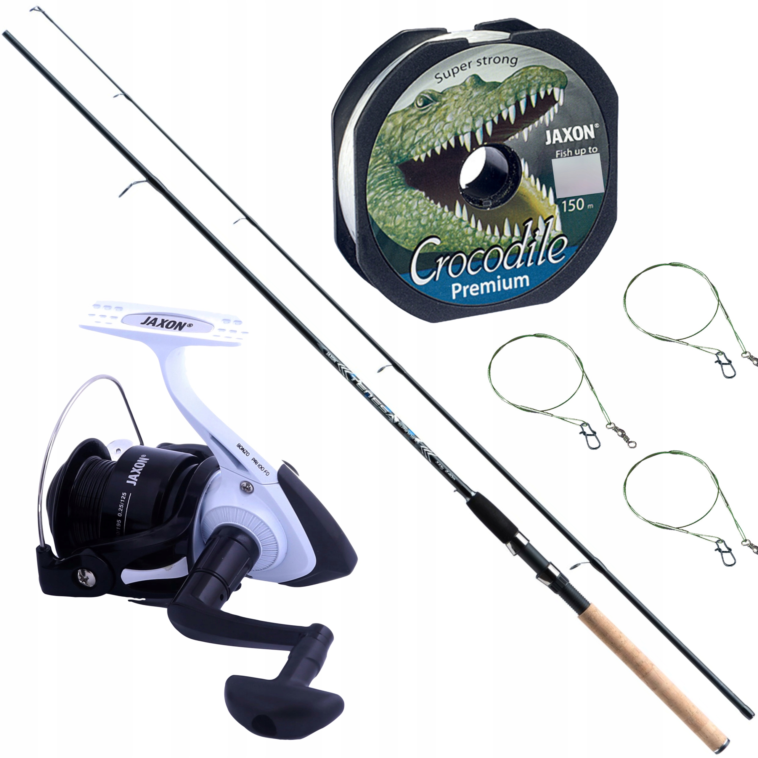 Zestaw spinningowy Wędka Kołowrotek Żyłka na spinning Jaxon szczupak
