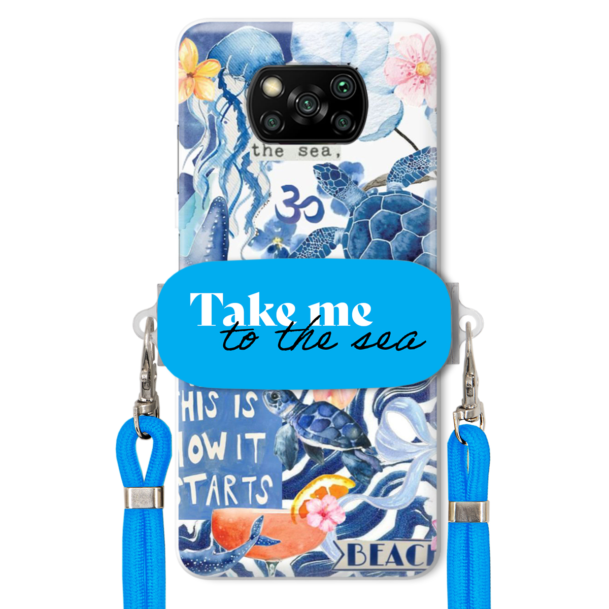 Puzdro pre Xiaomi Poco X3 Premium Vodítko Modrá Držiak Take Me To The Sea