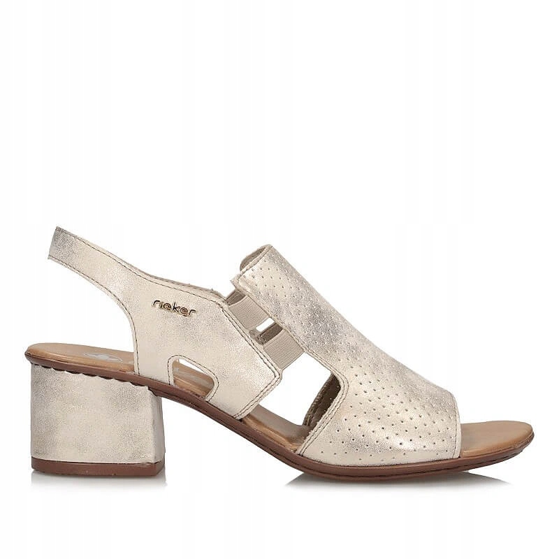 Dámské sandály Rieker 64665-60 béžové nazouvací na podpatku