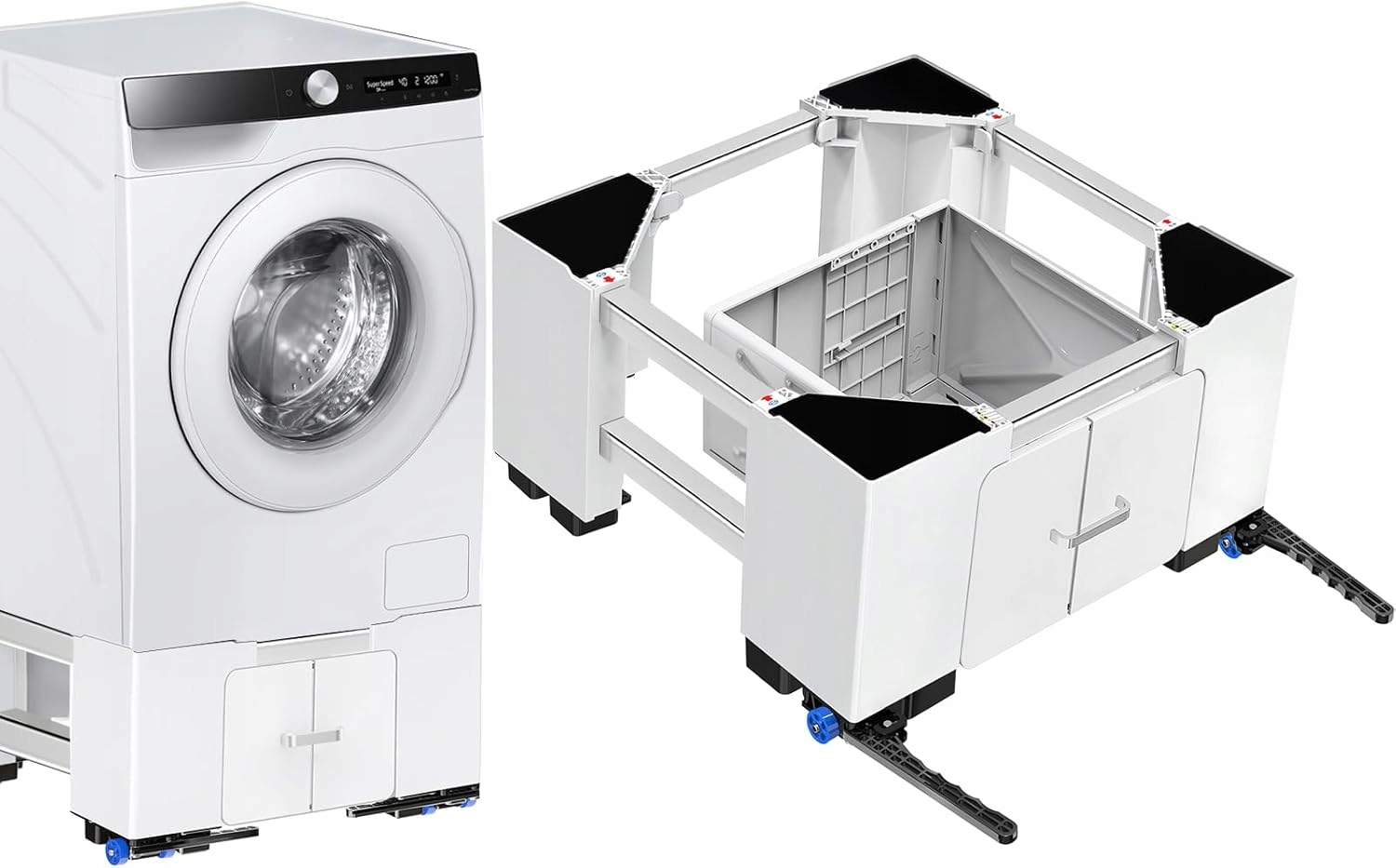 Niuxx Podstawa pod pralkę Pojemna 63-69cm udźwig 400kg z szufladą na pranie