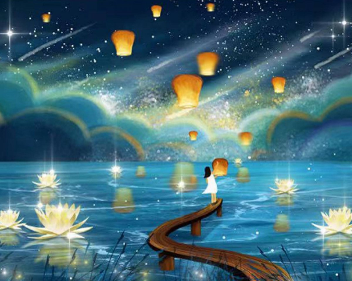 Diamantová Výšivka Diamond Painting Mozaika Kouzelná noc 2 45x55 cm 5D sada