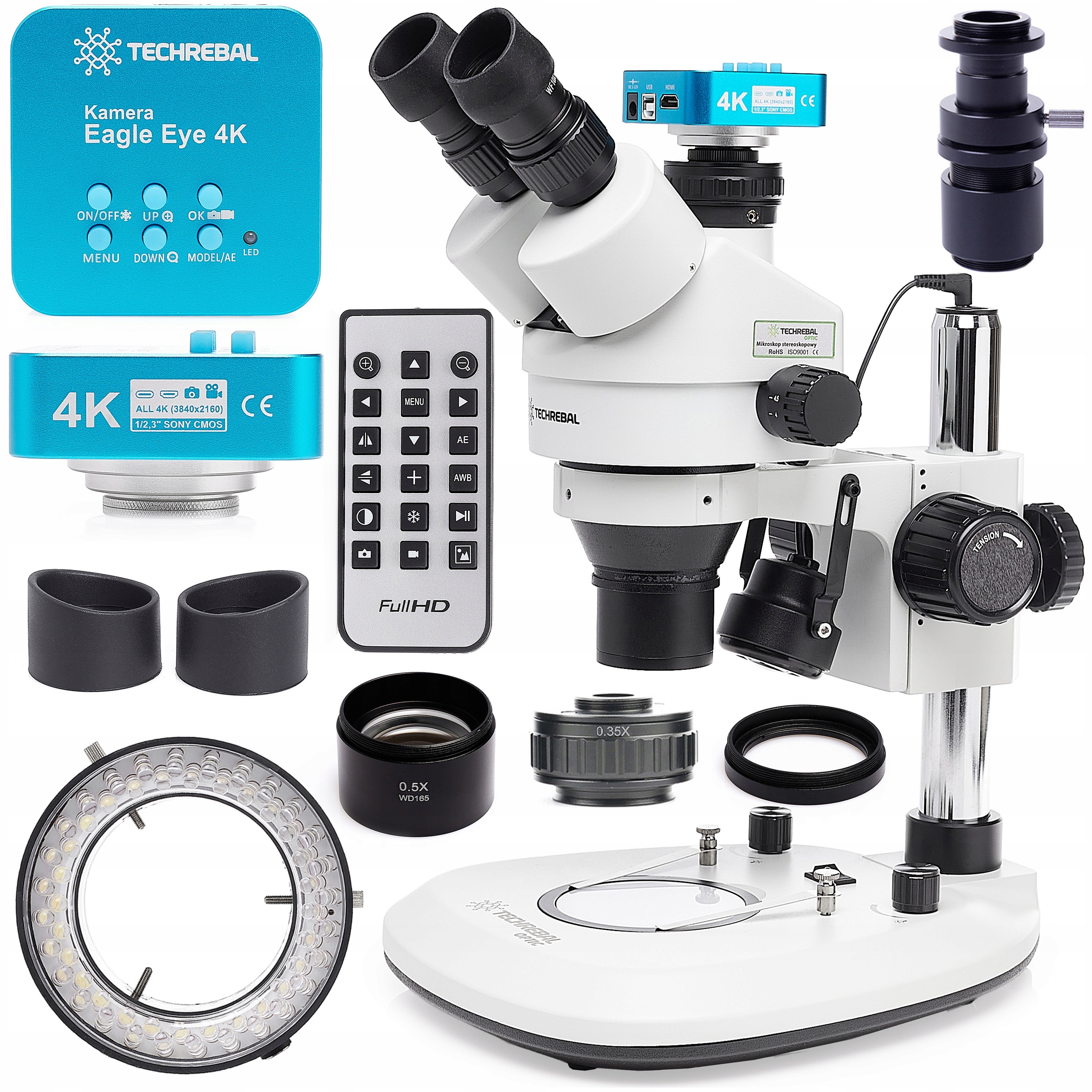 Stereoskopický Optický Mikroskop 10HT Plus 56xLED spodní horní světlo Kamer