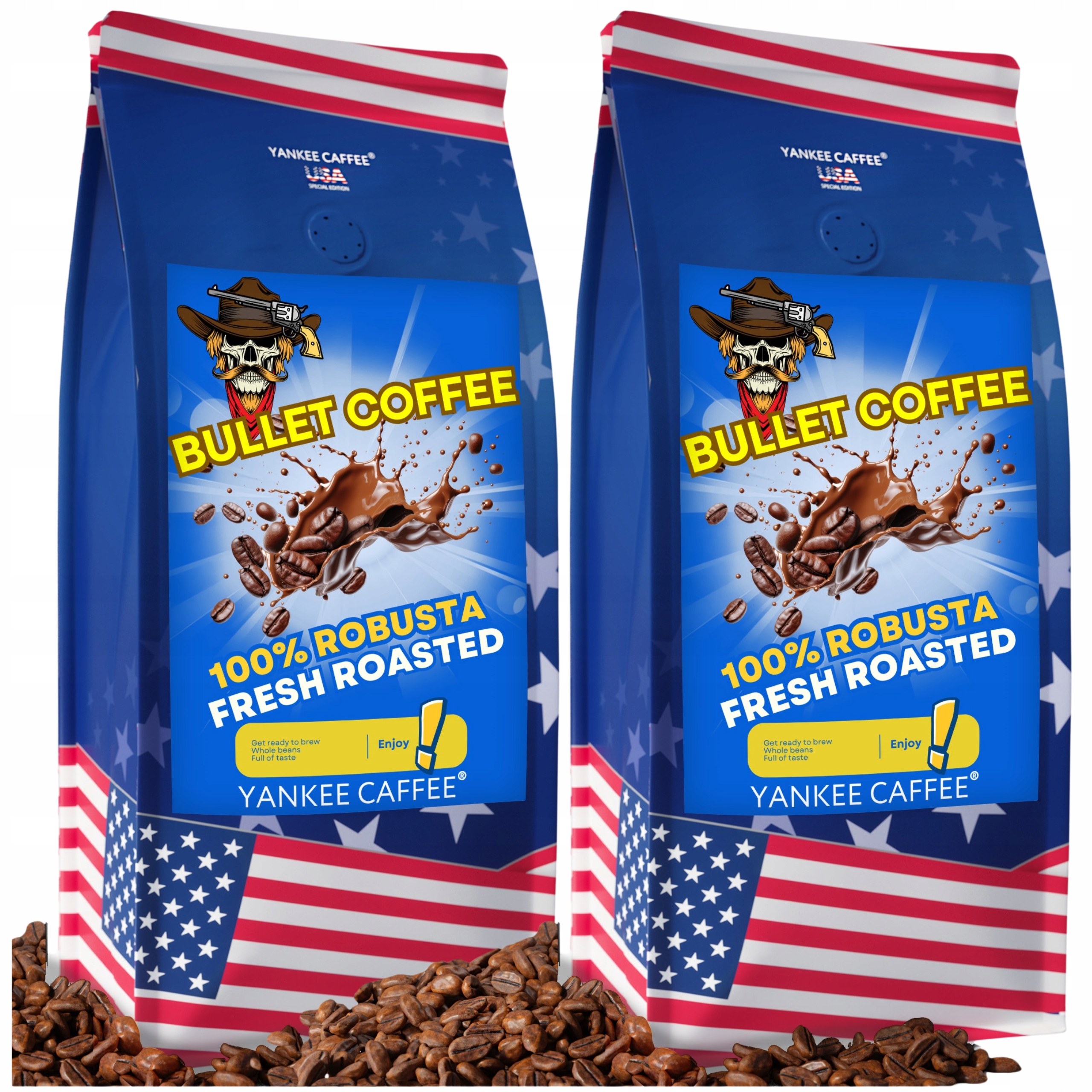 Levně Káva zrnková do kávovaru 2x1kg Čerstvě pražená 100% Robusta Bullet Coffee