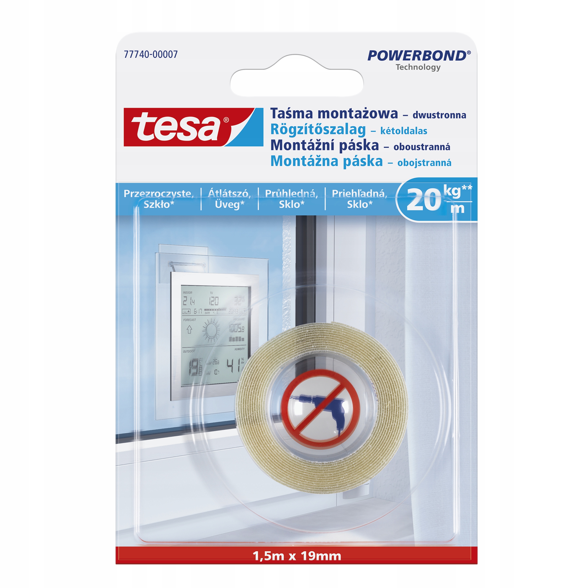 

Tesa 77740 Przezroczysta taśma montażowa szkło1,5m