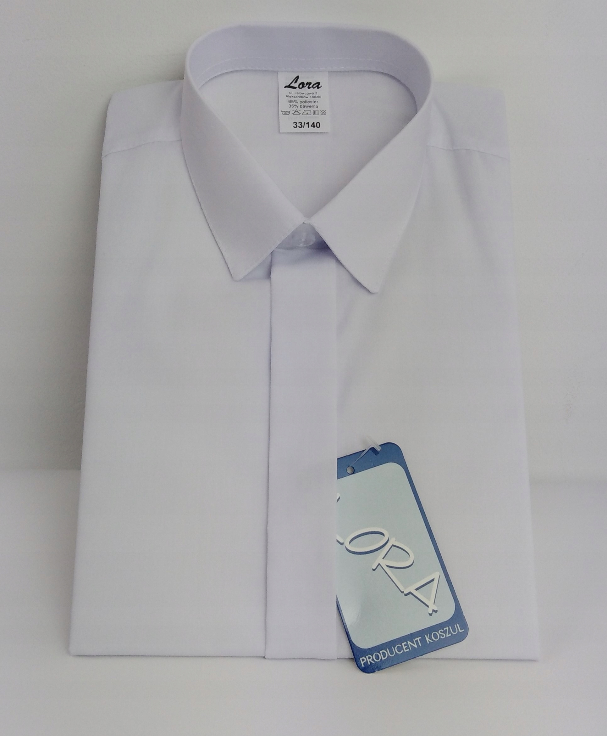 KOSZULA CHŁOPIĘCA BIAŁA ZAKRYTE GUZIKI 34/152 Marka Inna marka