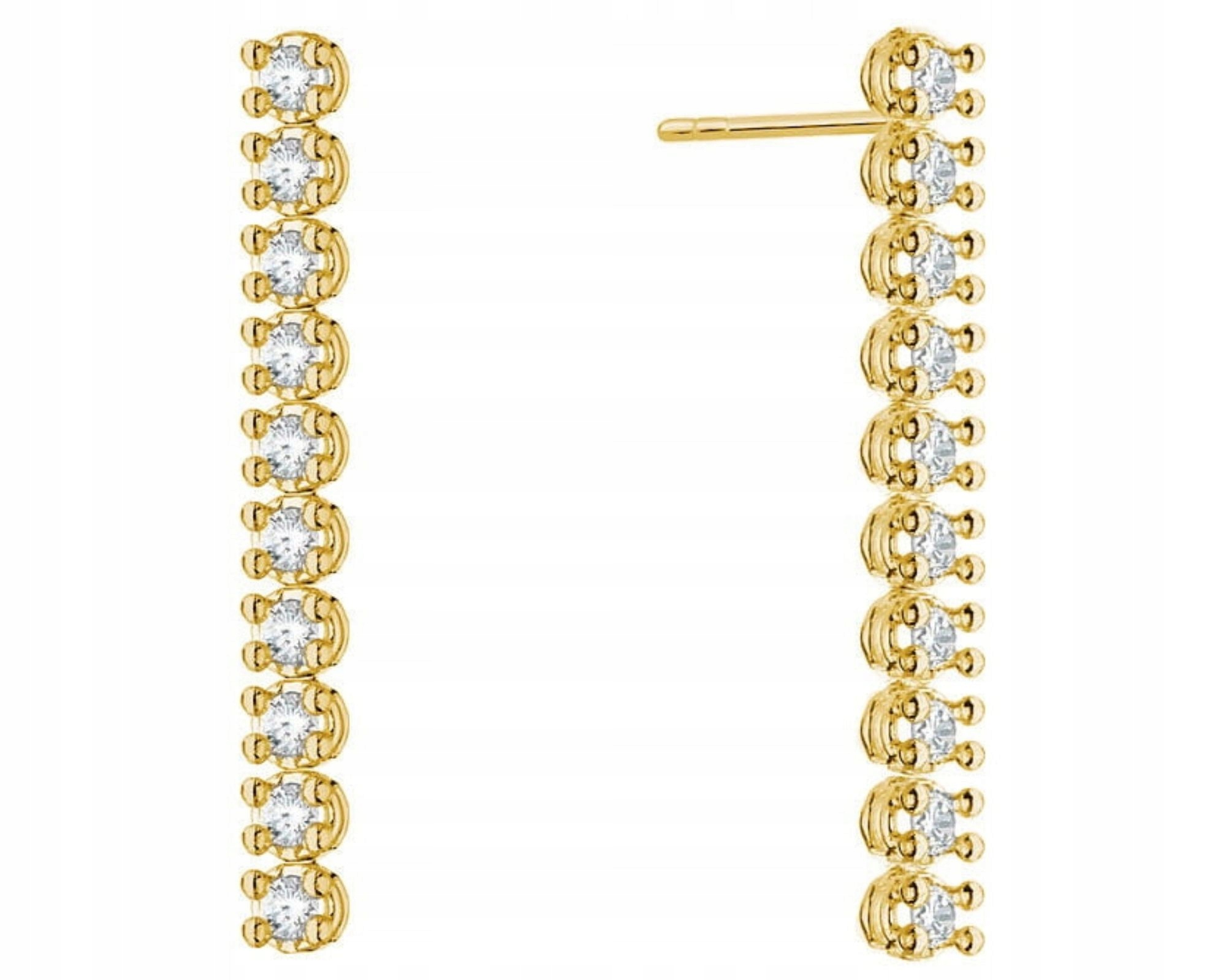 Zlaté náušnice s brilianty závěsné 0.80 ct gravírování