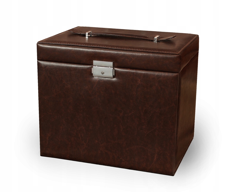 

Szkatułka kuferek komoda do biżuterii brąz skóra