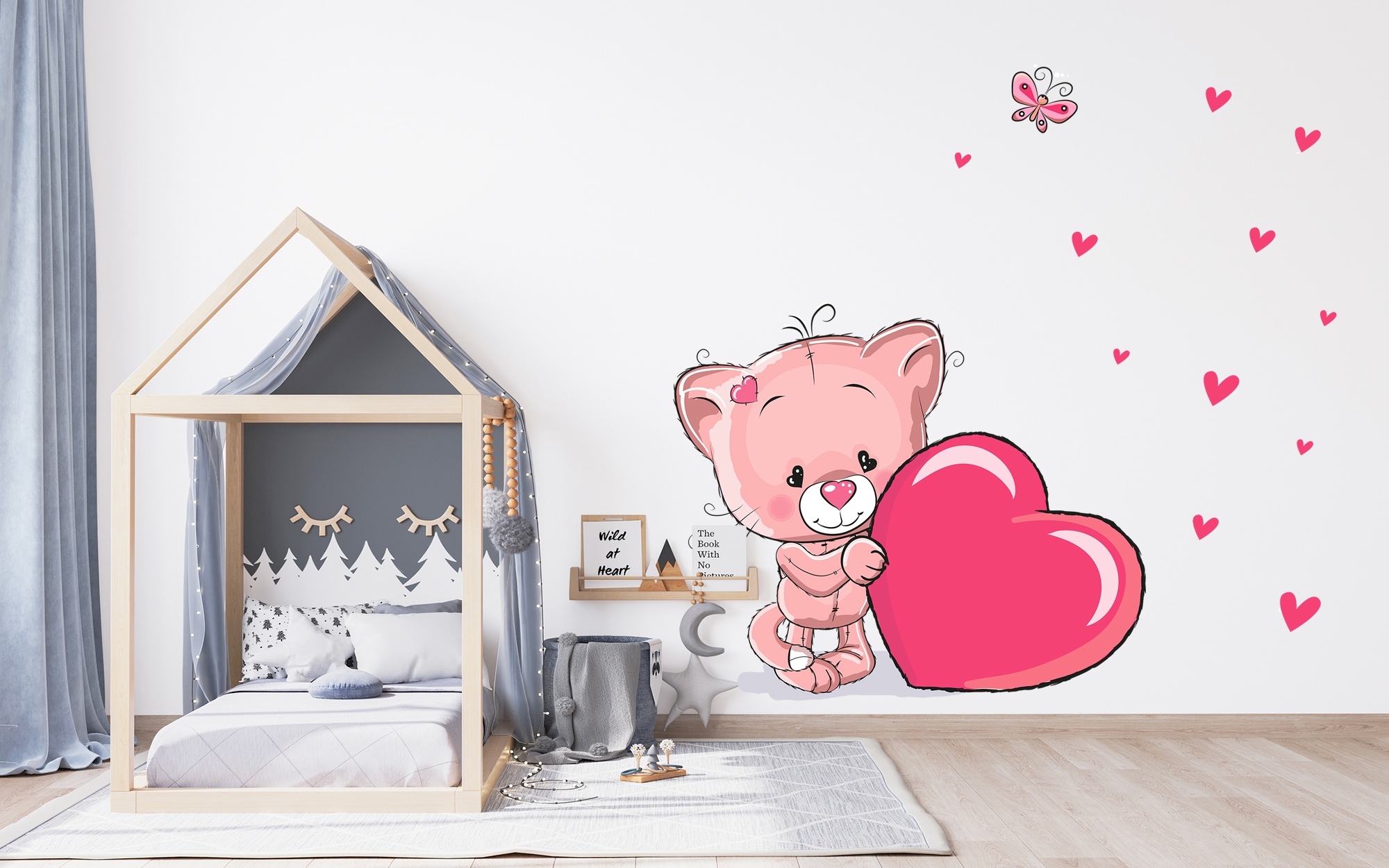 XL DUŻA Naklejka na ścianę KOTEK SERCA 57x48 Marka MGDesign