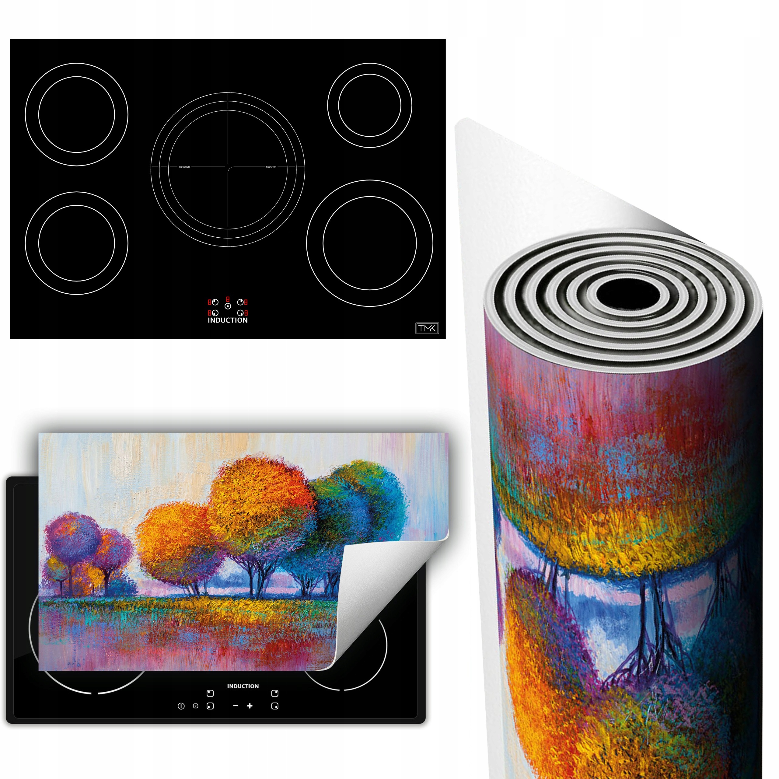 Vinylová Podložka Na Ochranu Kuchyňské Desky 90x52 barevná stromy