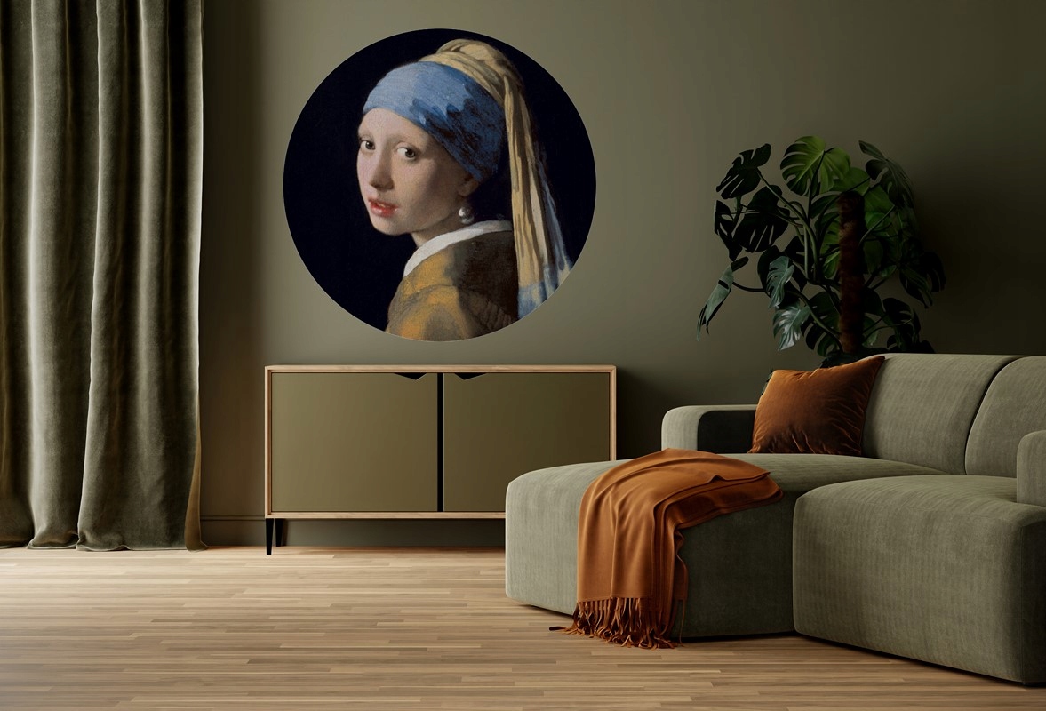 Fototapeta v kruhu Dívka s perlou 120 cm