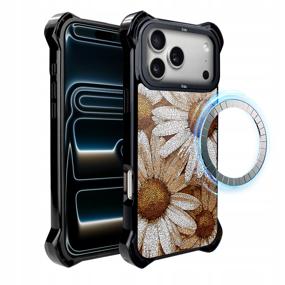 Pouzdro pro iPhone 17 Pro Max Ibizu DropGuard Ultra s MagSafe, heřmánková mozaika