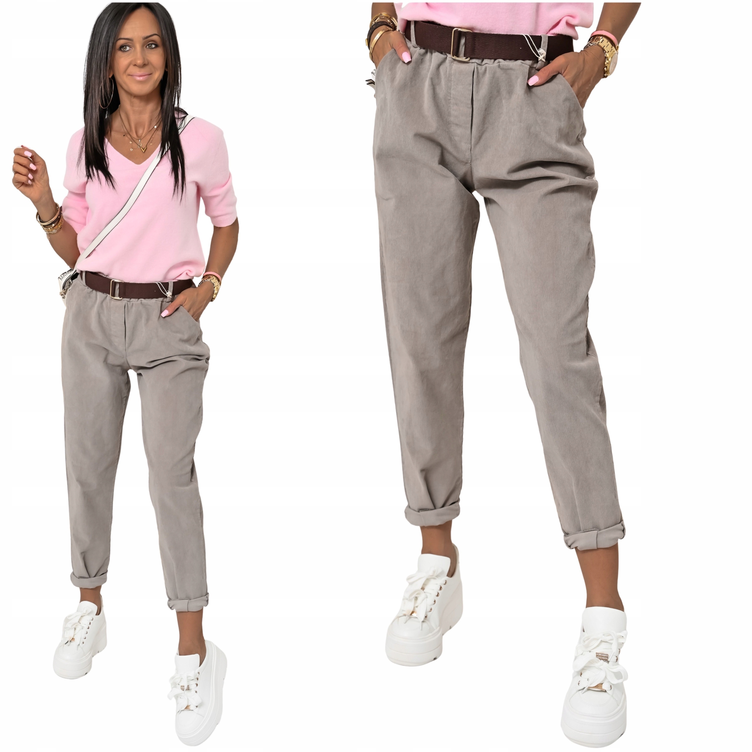 Stylowe Kobiece Sztruksowe Spodnie Nicki! WZ.2