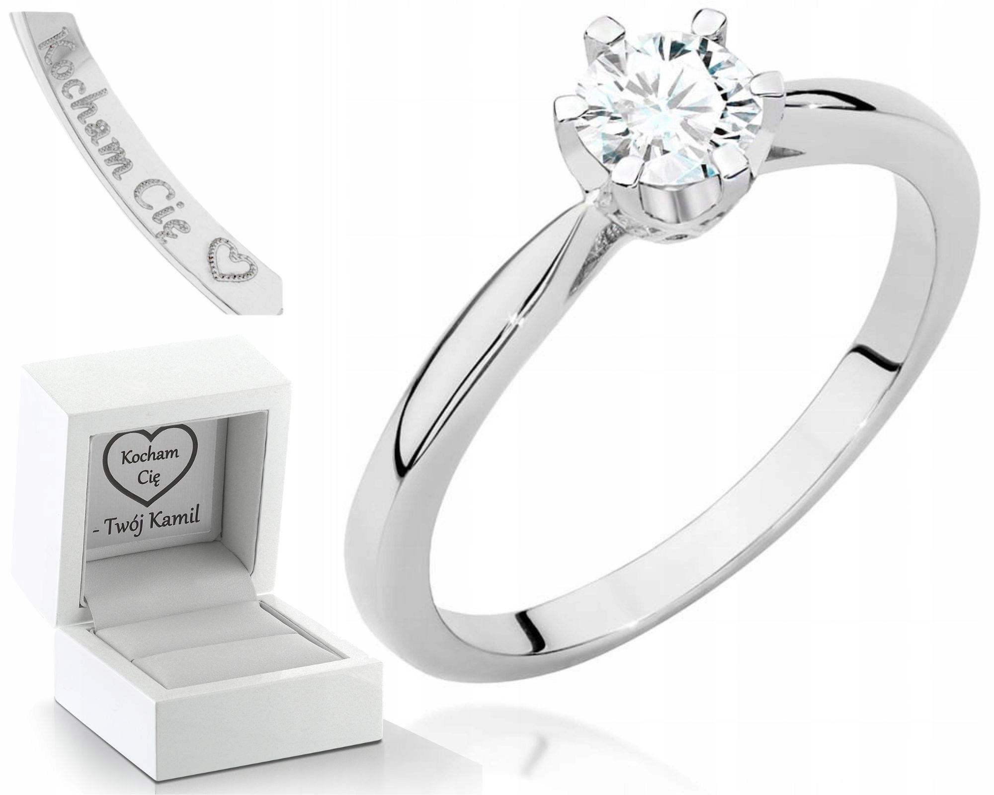 Bílé Zlato Prstýnek Diamant Obchod 585 Gravírování