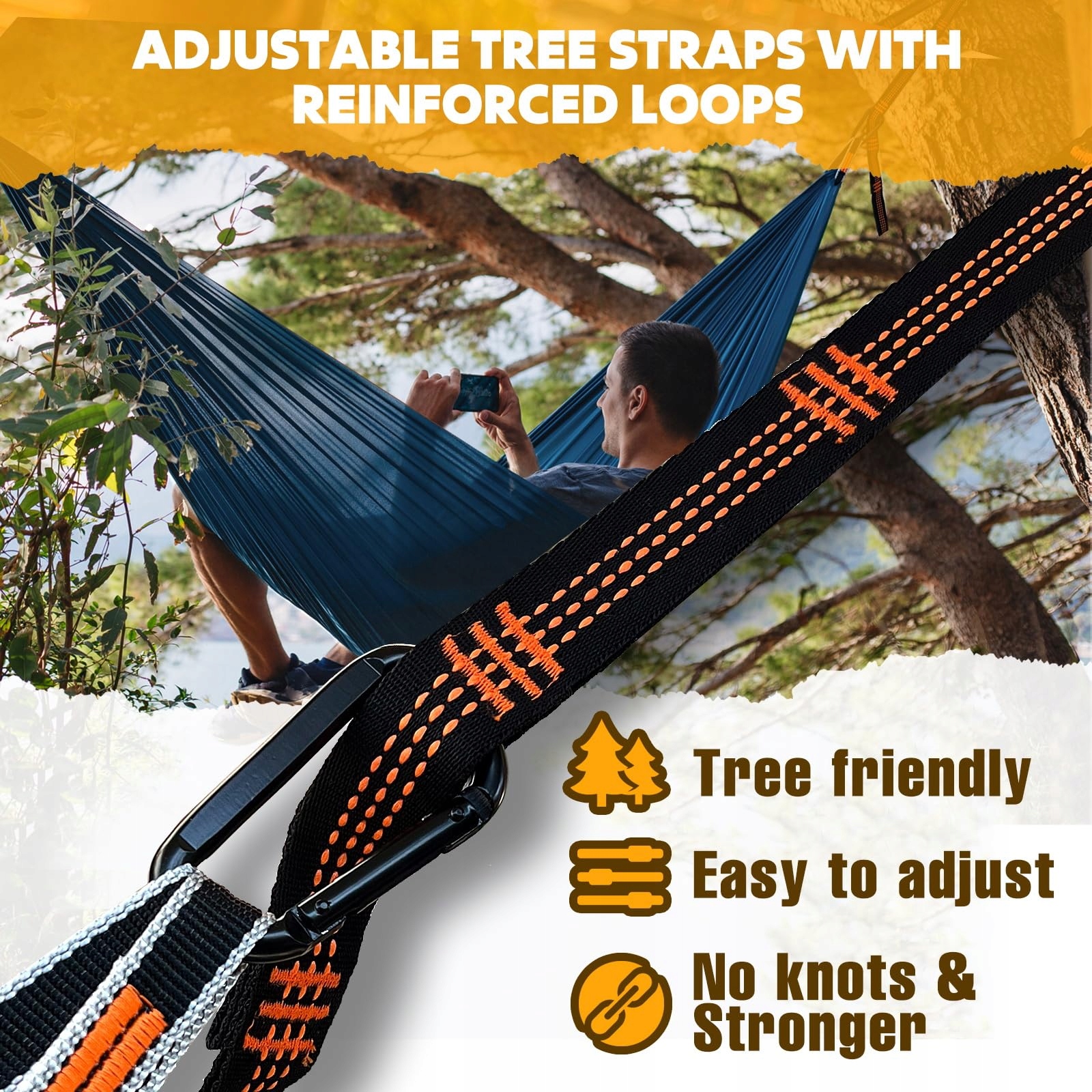 NATUREFUN Ultralekki Hamak 300kg Nylon Oddychający Szybkoschnący — miniatura 3