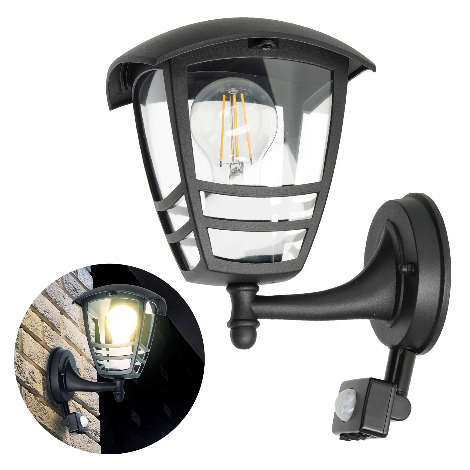 Venkovní nástěnné svítidlo Snímač pohybu E27 Venkovní svítidlo Fasádní lampa