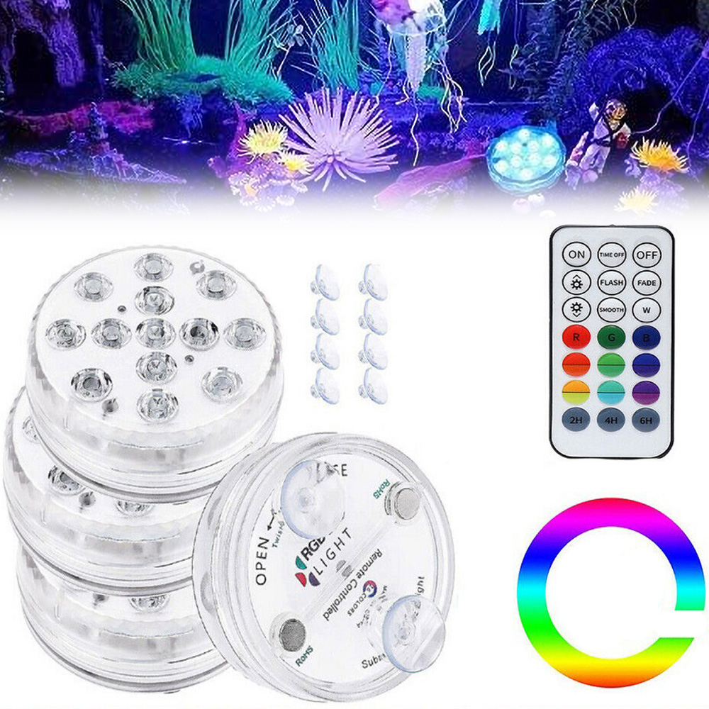 4 Ks Led Podvodní Bazénové Osvětlení Rgb Dálkové Ovládání