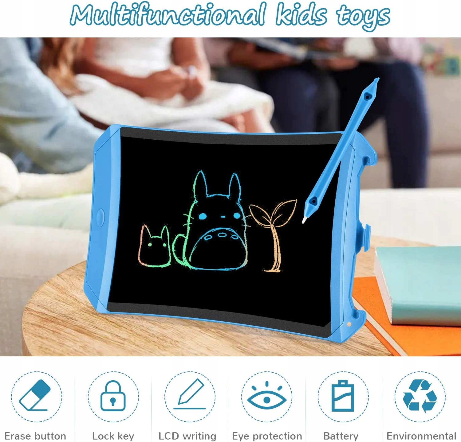 TABLET GRAFICZNY Kolorowy DO RYSOWANIA ZNIKOPIS TABLICA LCD 8.5'' Model 8,5'' pink