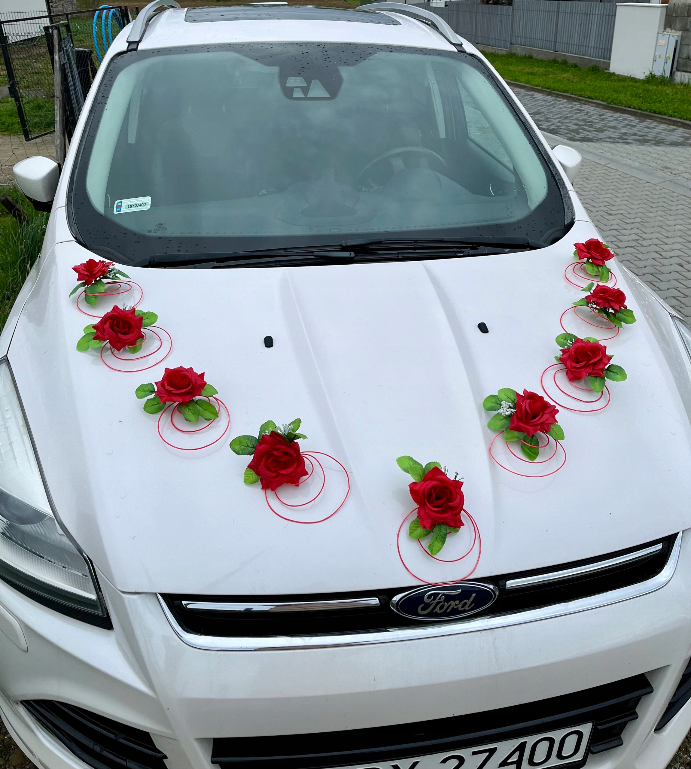 Dekoracja samochodu ozdoby na auto stroiki do ślubu CZERWONA Cechy dodatkowe brak