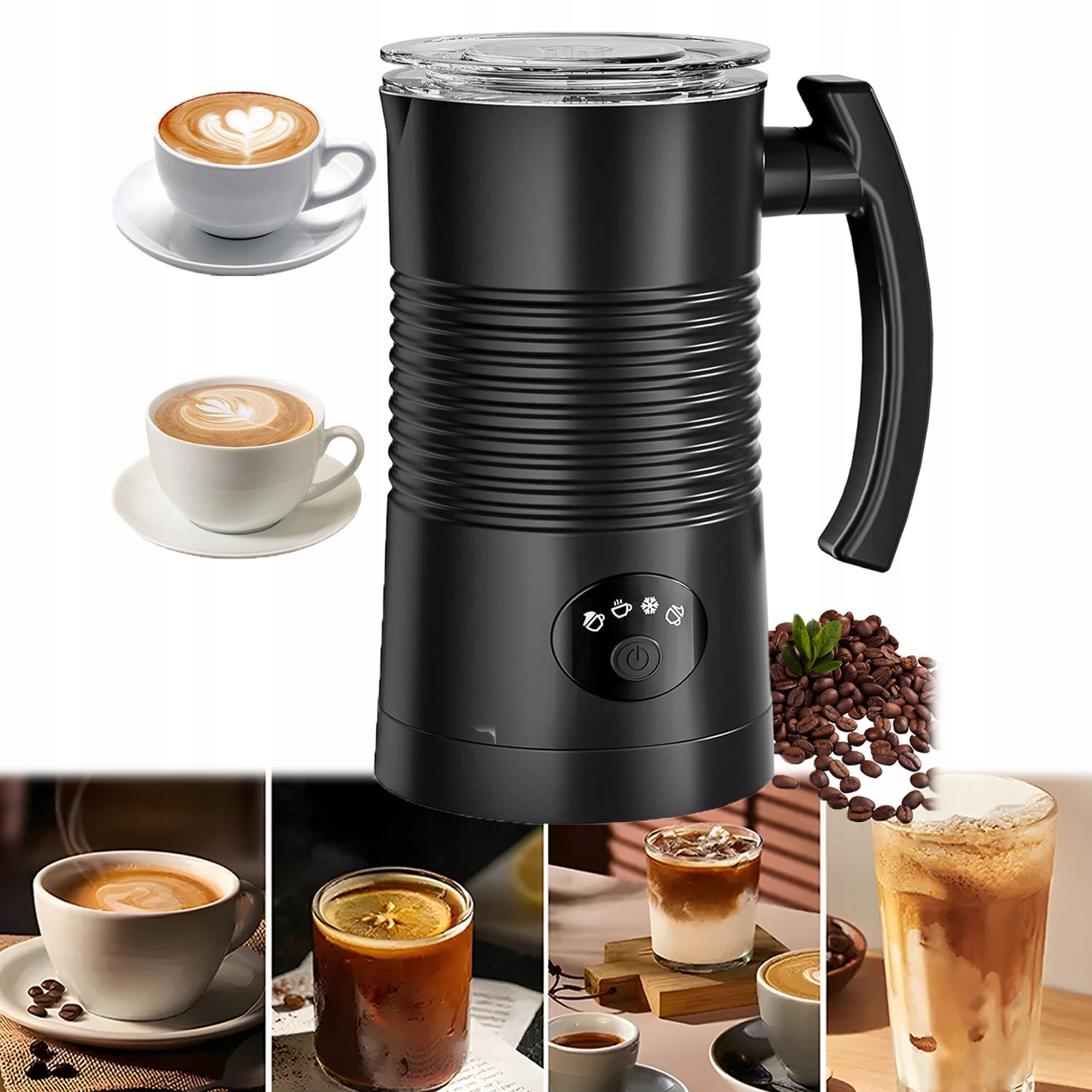 Elektrický napěňovač mléka 4v1 Ohřívač 400 W Funkce automatického vypnutí