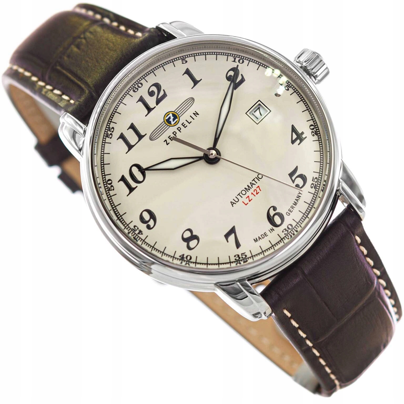 Pánské Hodinky Zeppelin 7656-5 LZ127 Hnědé S Hnědým Řemínkem