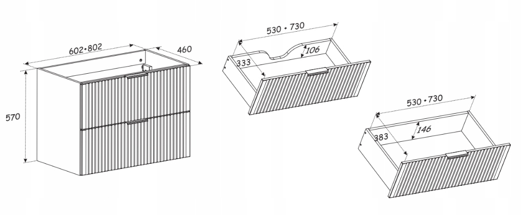 Szafka po umywalkę 60 cm z blatem ADEL BLACK 82-60 Materiał MDF