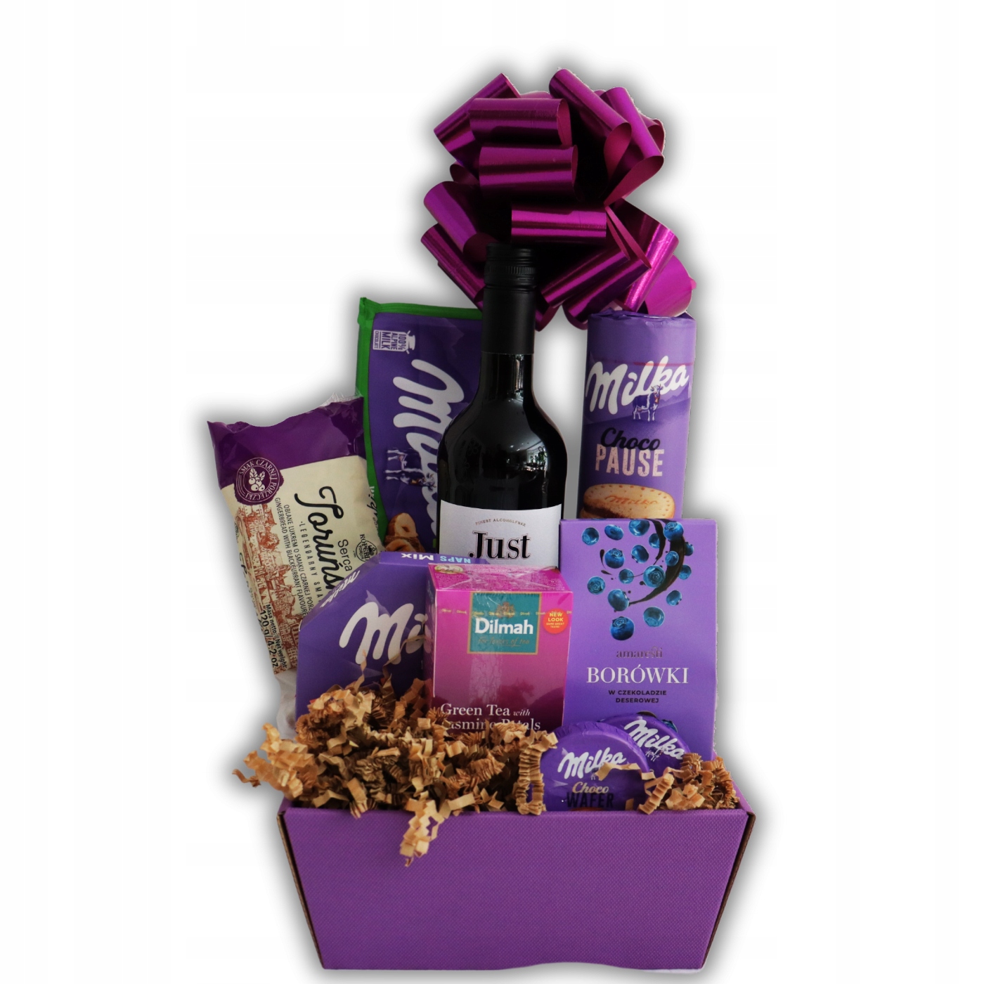 Levně Fialový dárkový koš Fantazie Narozeninové dárkové koše s jmeninami