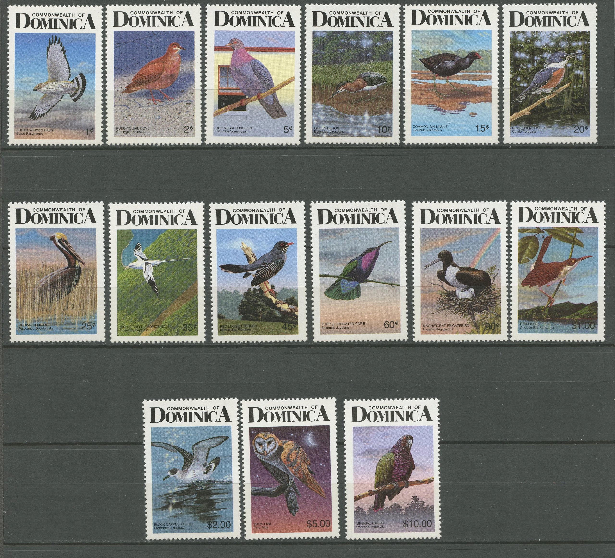 Dominica** Mi. 1003-17 Ptaki 29€