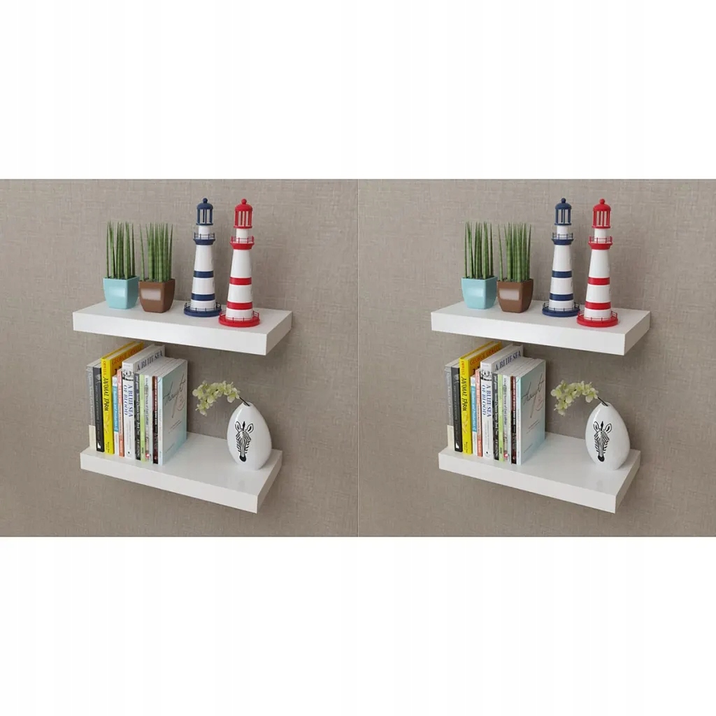 vidaXL Półki ścienne, 4 szt., białe, 40 cm