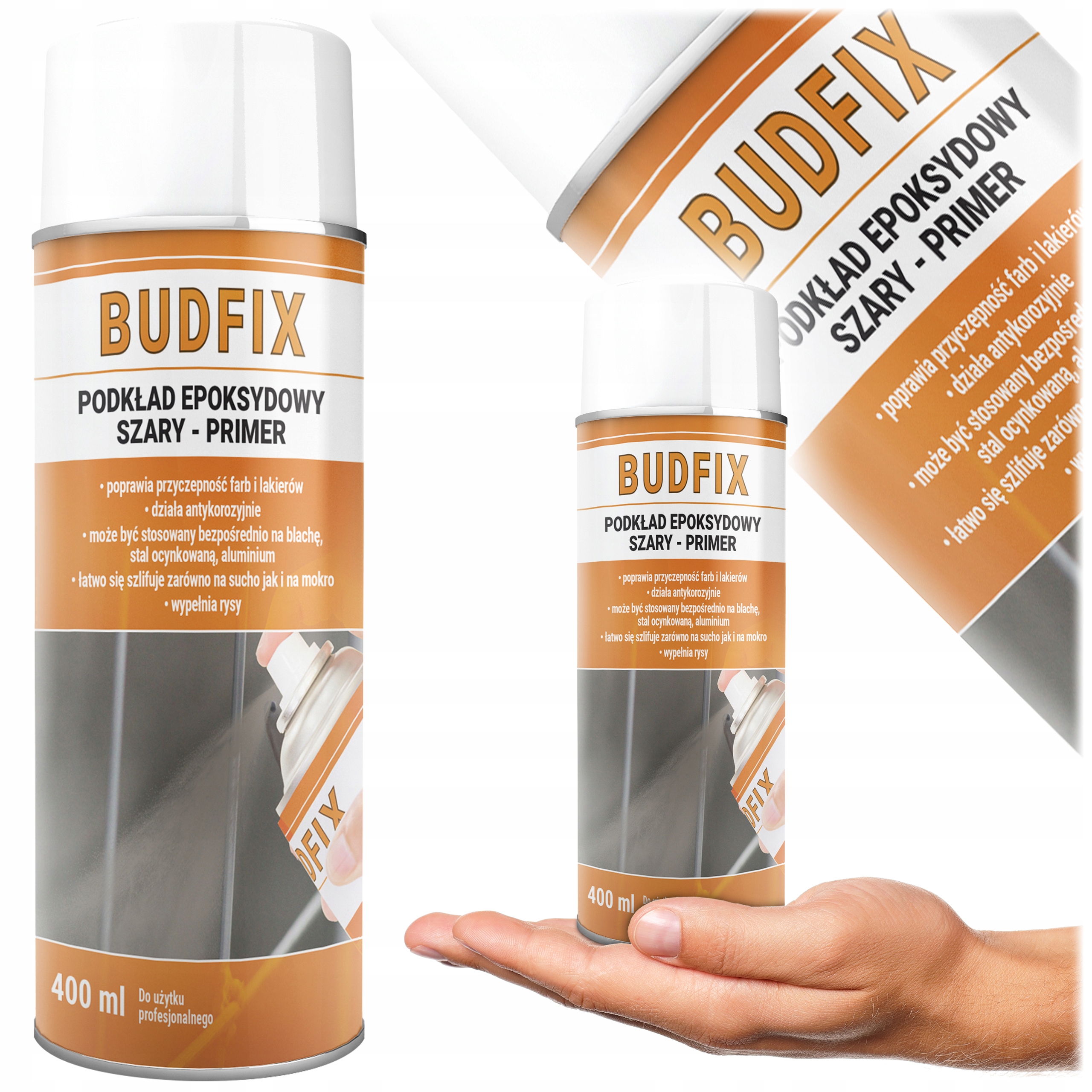 Podkład Epoksydowy Szary Antykorozyjny Na Rdzę Primer Spray Metal 400ml