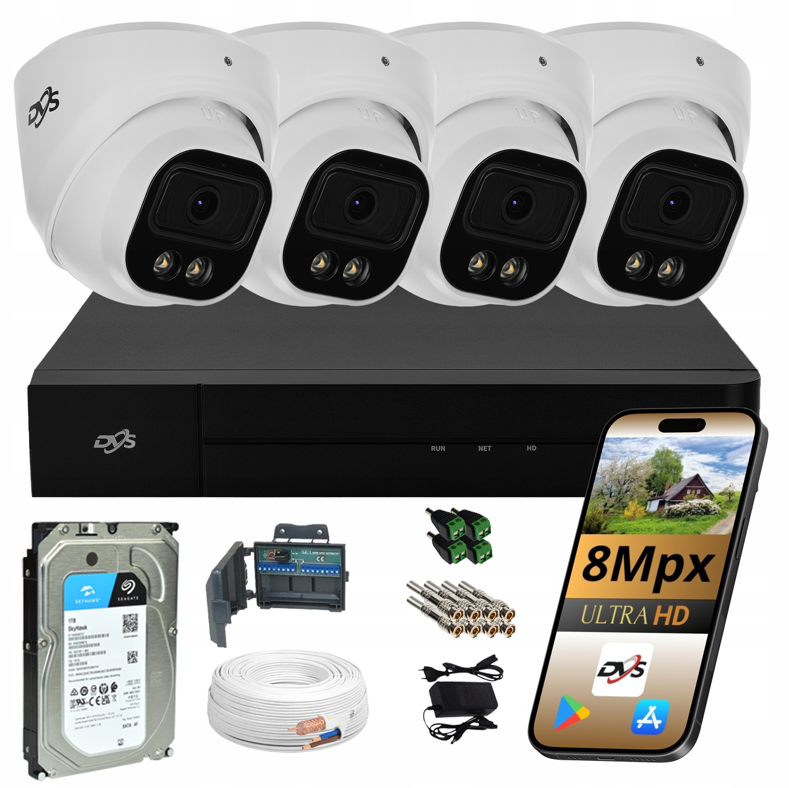 Sada Kamer Pro Monitorování 4 Analogové Kamery 8Mpx Externí Dual 1TB