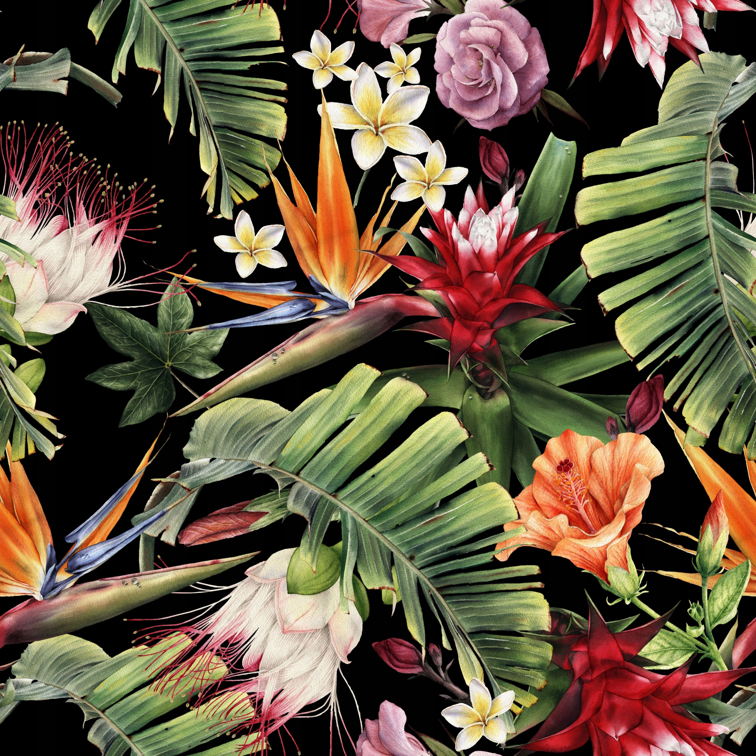 

Zasłona Velvet 145x160 motyw-JUNGLE 3D Z Kwiatami