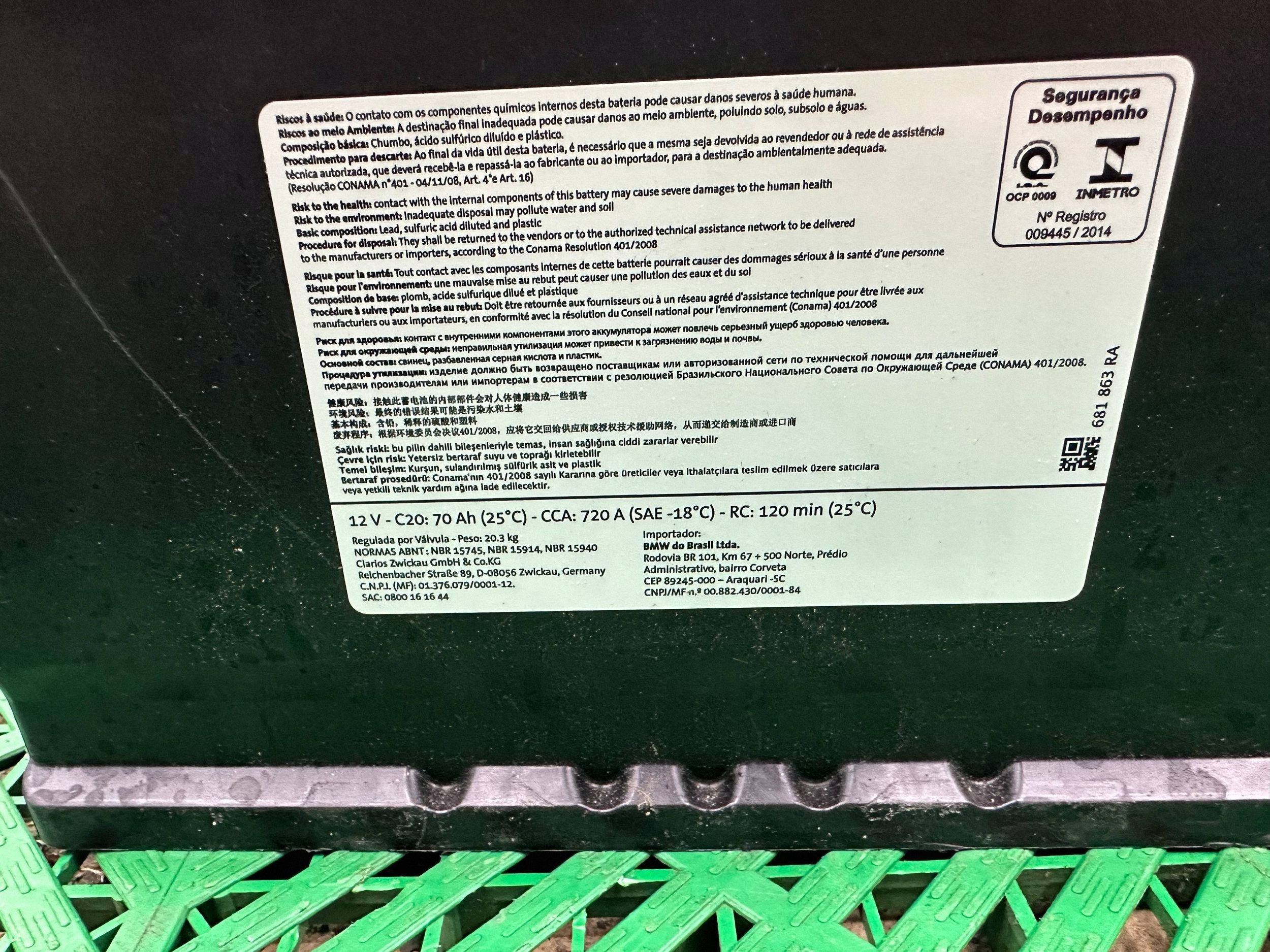 Batterie Bateria AGM 12V 70Ah 720A BMW