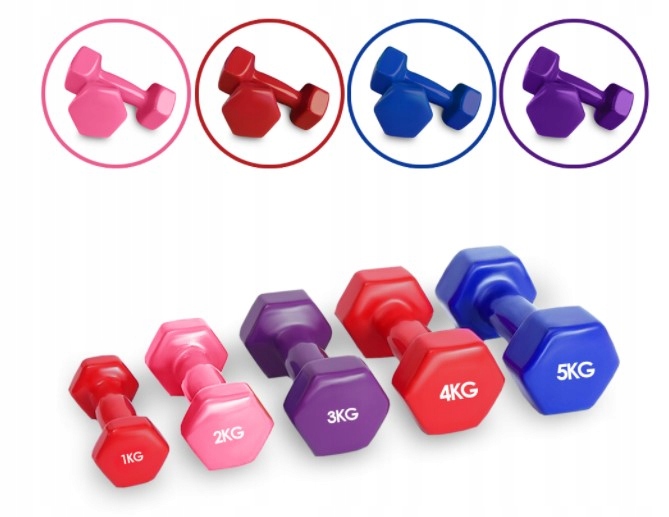 2x 2kg Hantle Ciężarki WINYL STAL Hantelki Kolory Cechy dodatkowe antypoślizgowy uchwyt