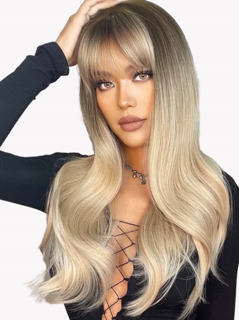 Dámská paruka ze syntetických blond vlasů s ofinou LC6042-1 čepička Bonus