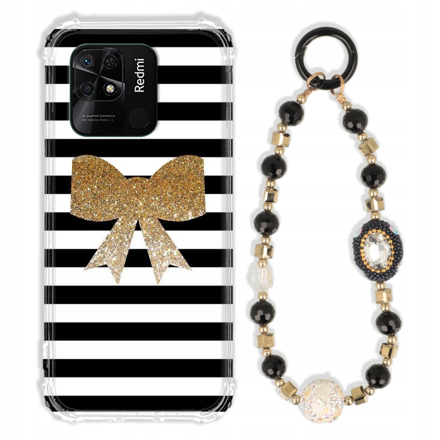 Puzdro Pre Xiaomi Redmi 10c 4G Antishock Zirkóny Čierno-zlaté|pevné|silné