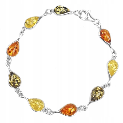 Stříbrný Náramek s originálním baltský jantar ze Stříbra 925 jako dárek