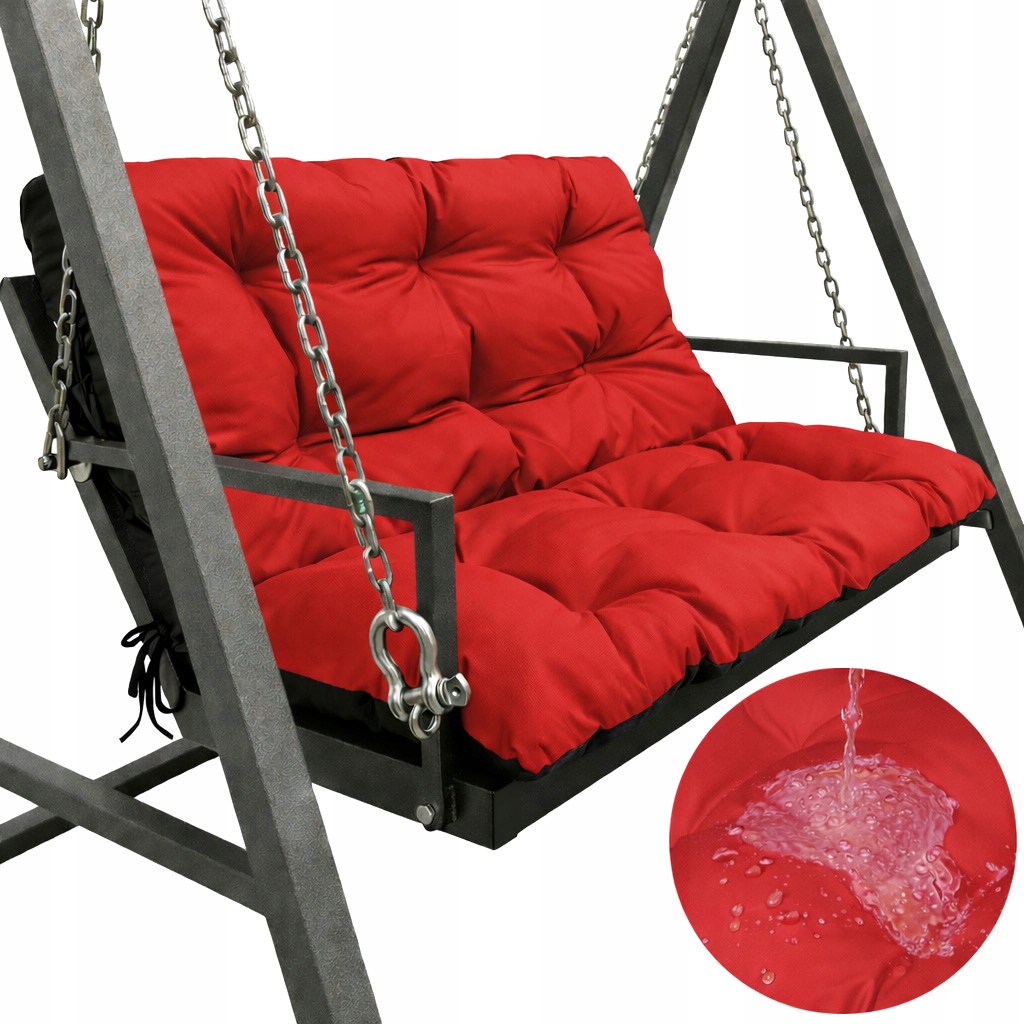 Polštář zahradní na houpačku nábytek Voděodolný 100x60x50 Červený