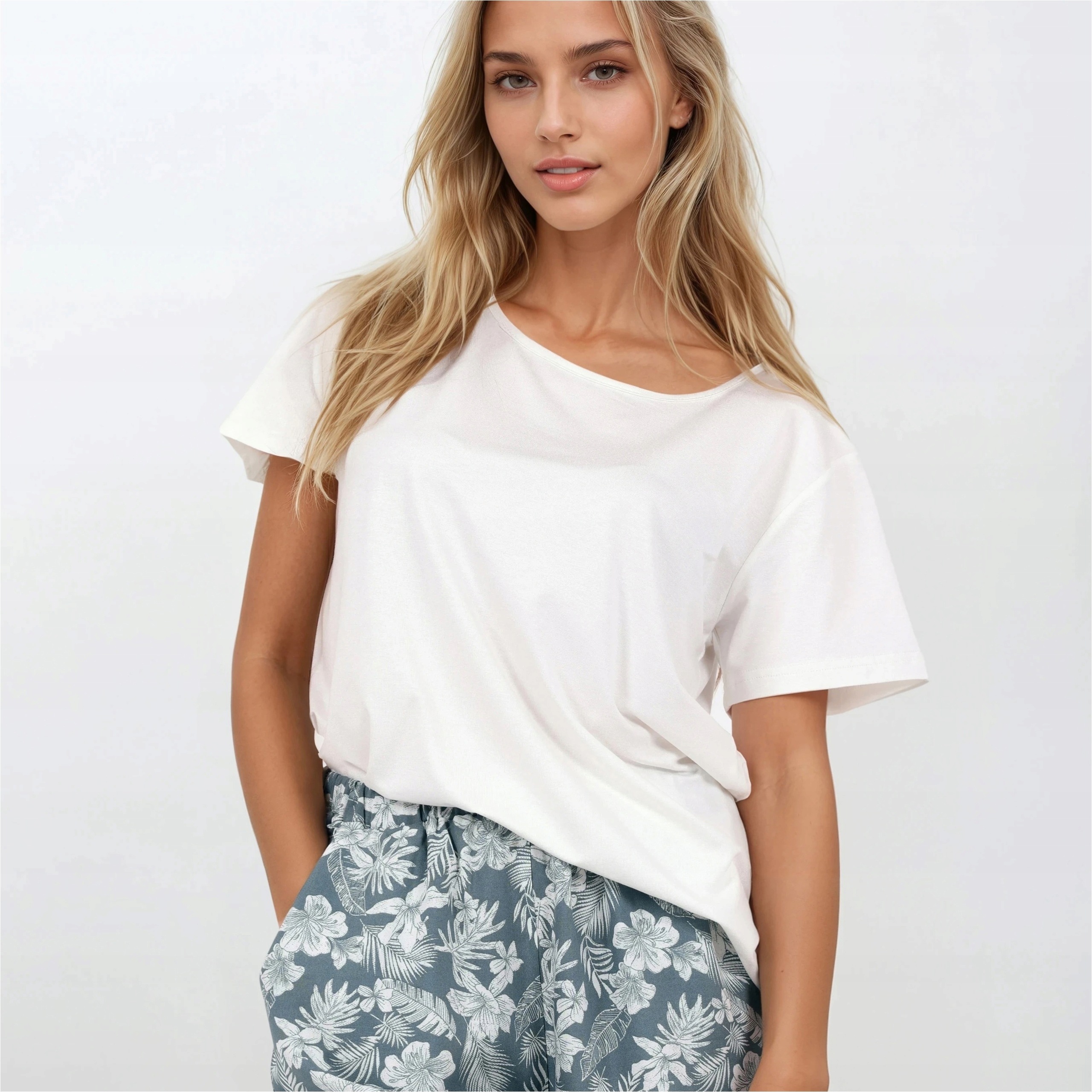 Dámské Pyžamo Momenti Per Me Calm Summer Plus velikost Viskóza Kapsy 3XL