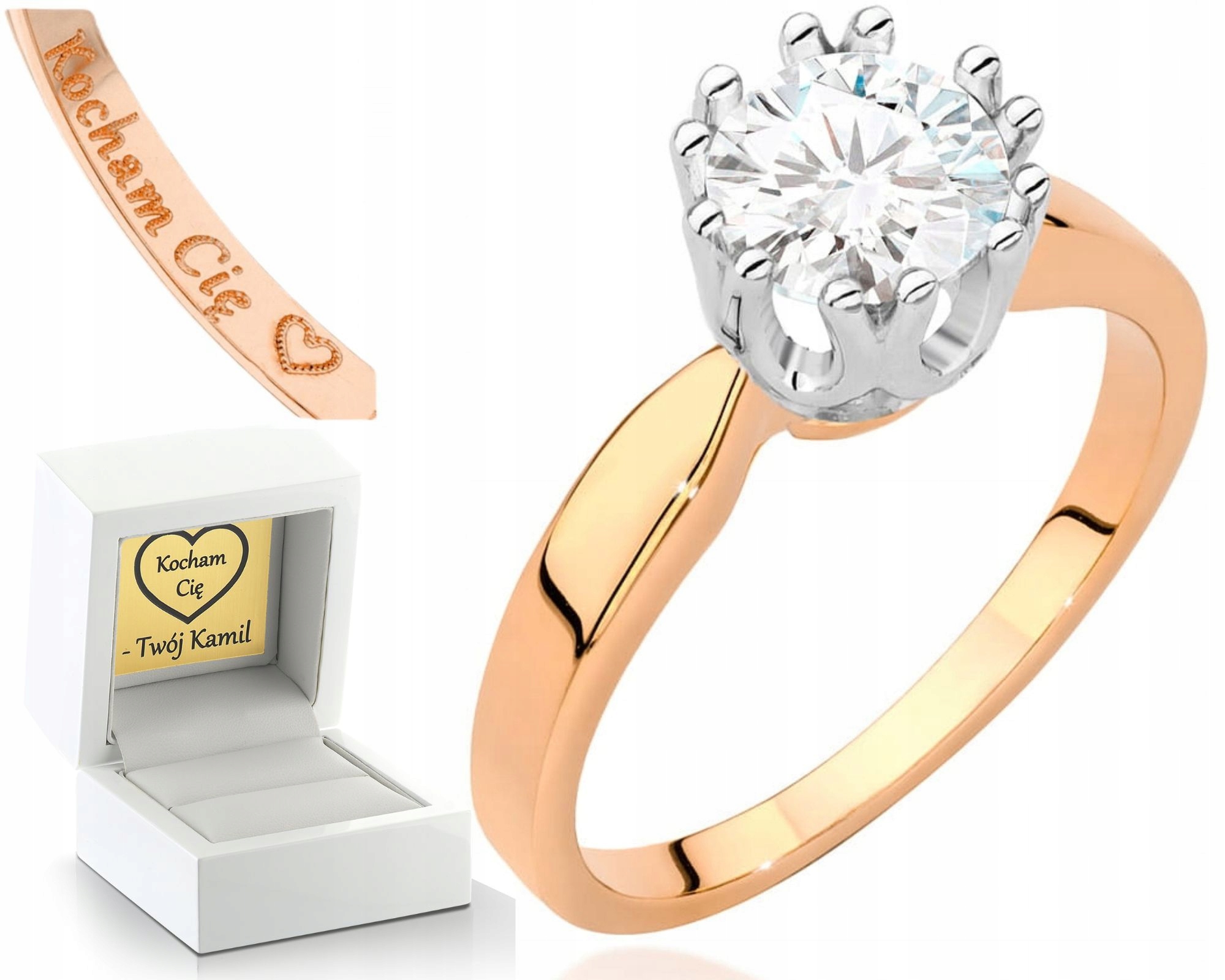 Růžové Zlato Prstýnek S Briliantem 585 Gravírování Bonus