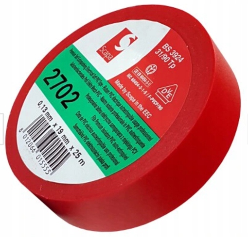

Taśma Izolacyjna Scapa Pcv 2702 19mmx25m czerwona