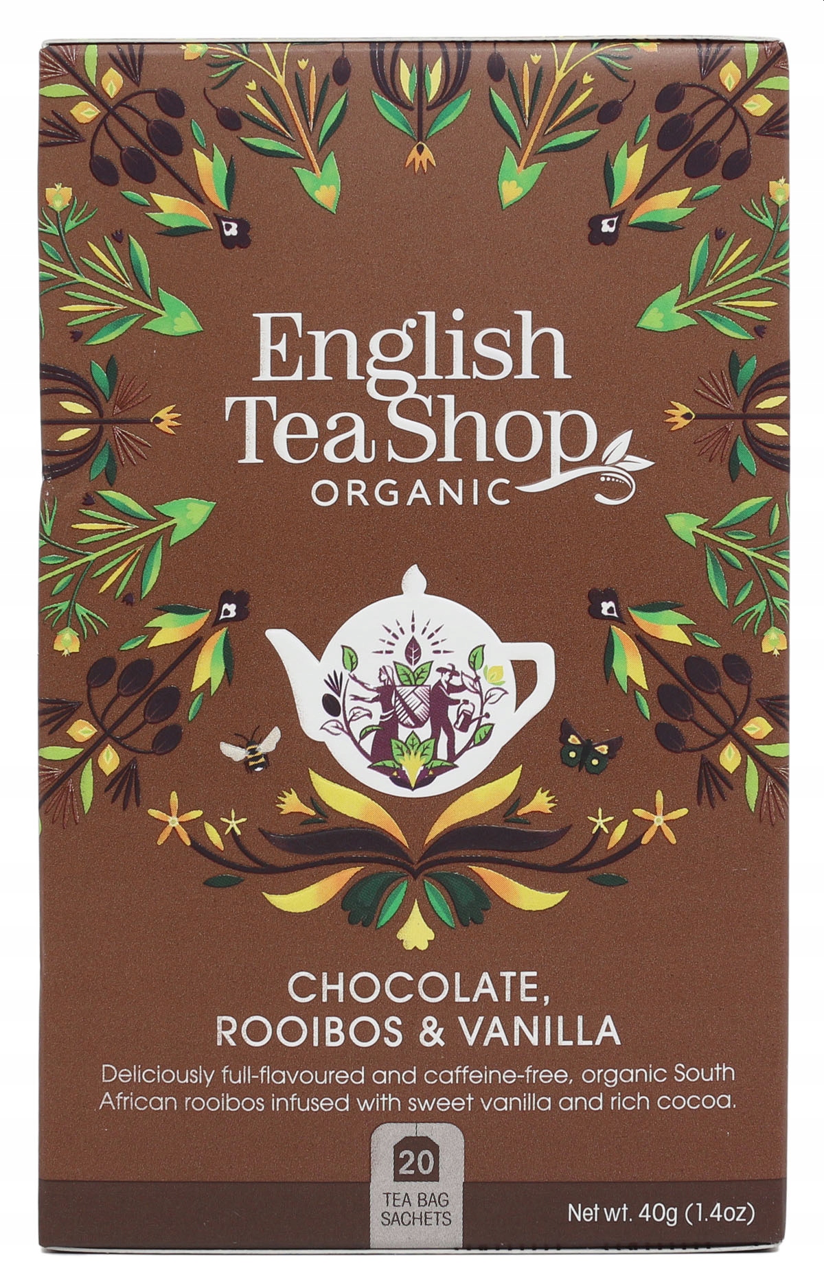 Levně English Tea Shop Bylinný čaj rooibos s kakaovými boby (20x2) 40 g