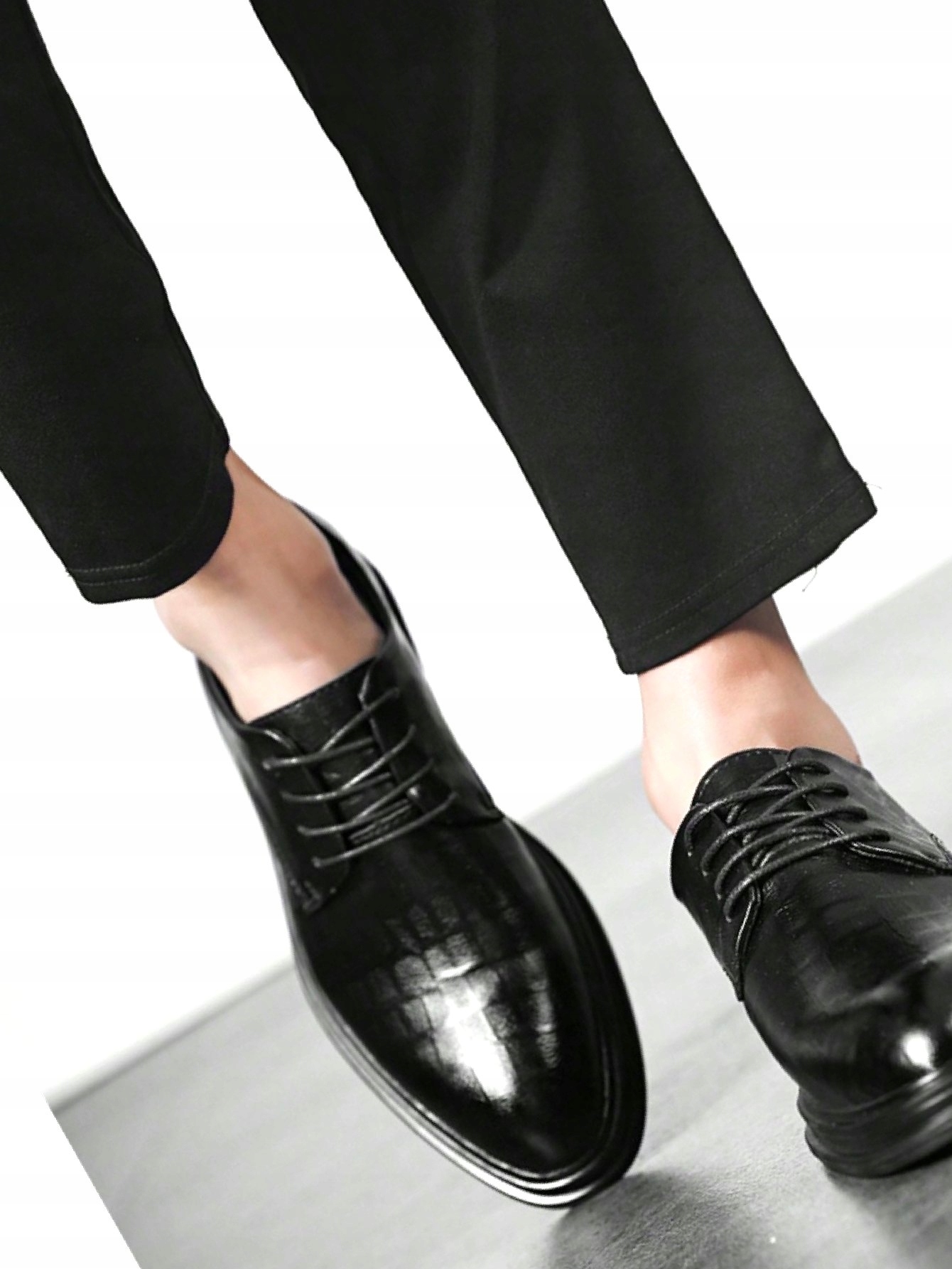 Pánské Elegamské lakované kožené krokodýlí polobotky černé 38