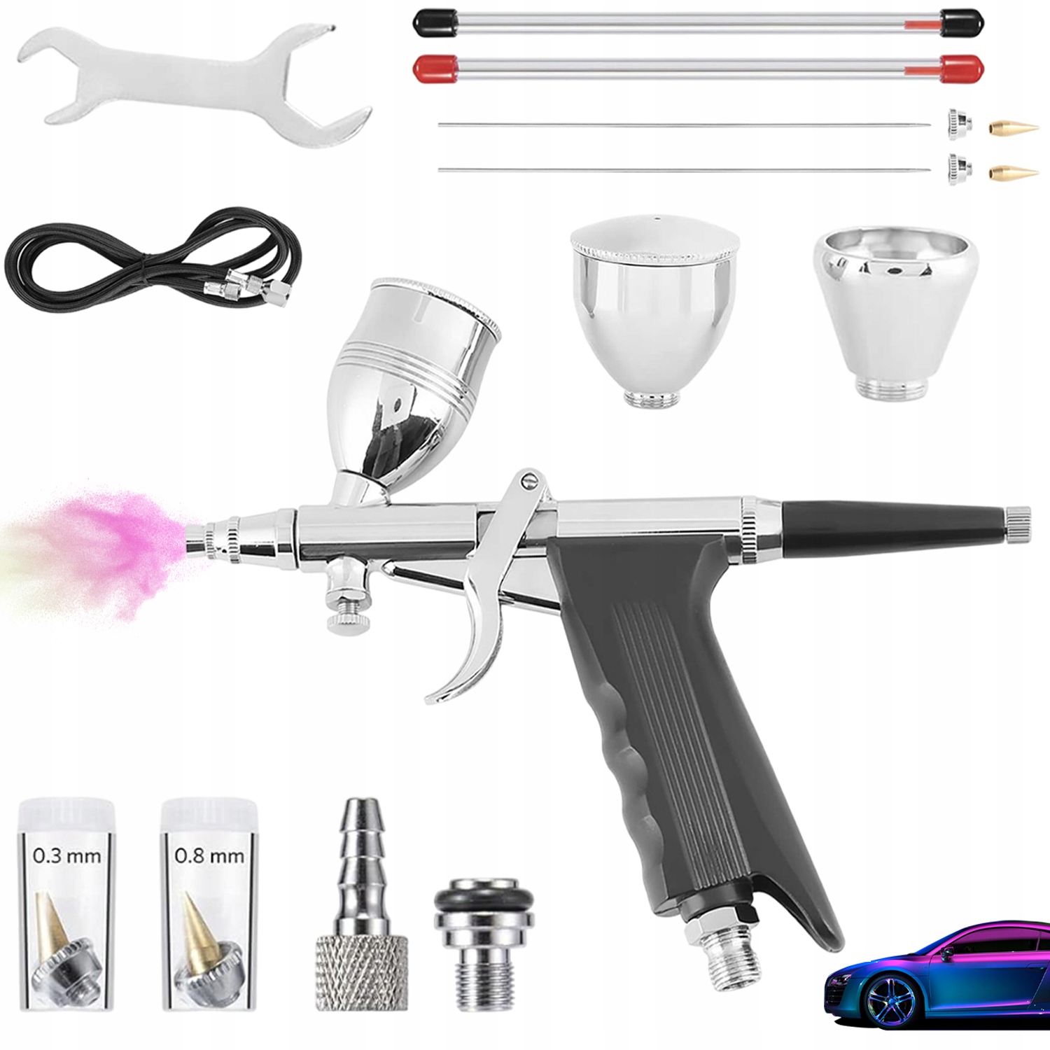 Stříkací Pistole Pro Modely Automobilů A Kůže Se 3 Vyměnitelnými Tryskami